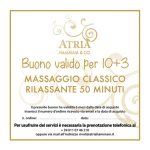 MASSAGGIO CLASSICO RILASSANTE 50 MIN 10+3